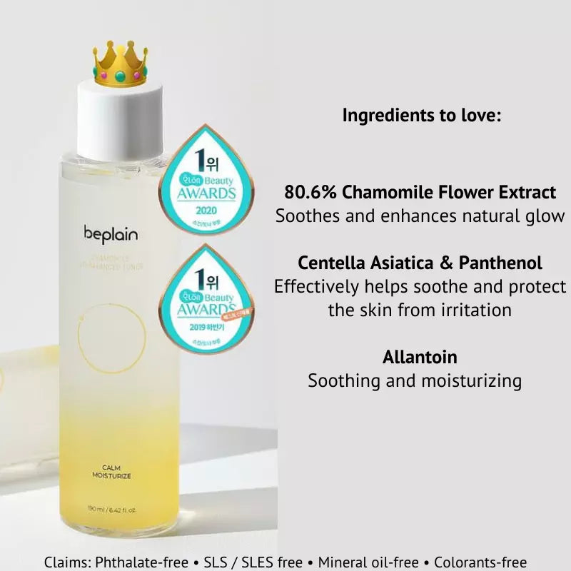 Beauty award Korean toner with Centella allantoin and chamomile flower extract for glowing skin