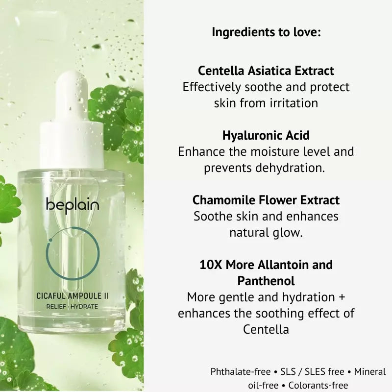 Serum for acne with Hyaluronic Acid Centella Asiatica Chamomile extract with soothing acne and sensitive skin irritation 