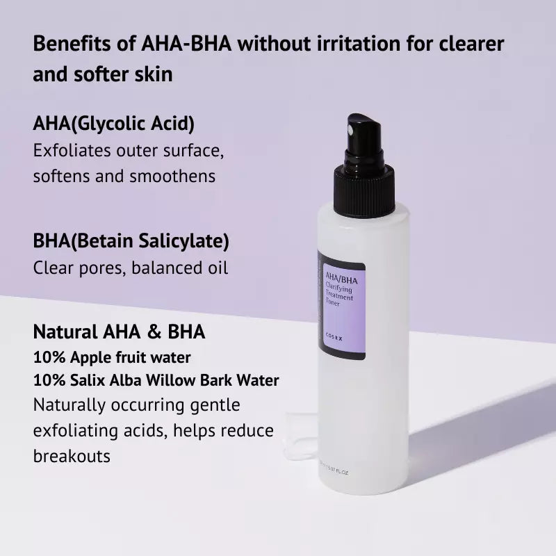 benefits of cosrx aha aha toner with glycolic acid BHA sails alba willow bark water for breakouts and daily exfoliation